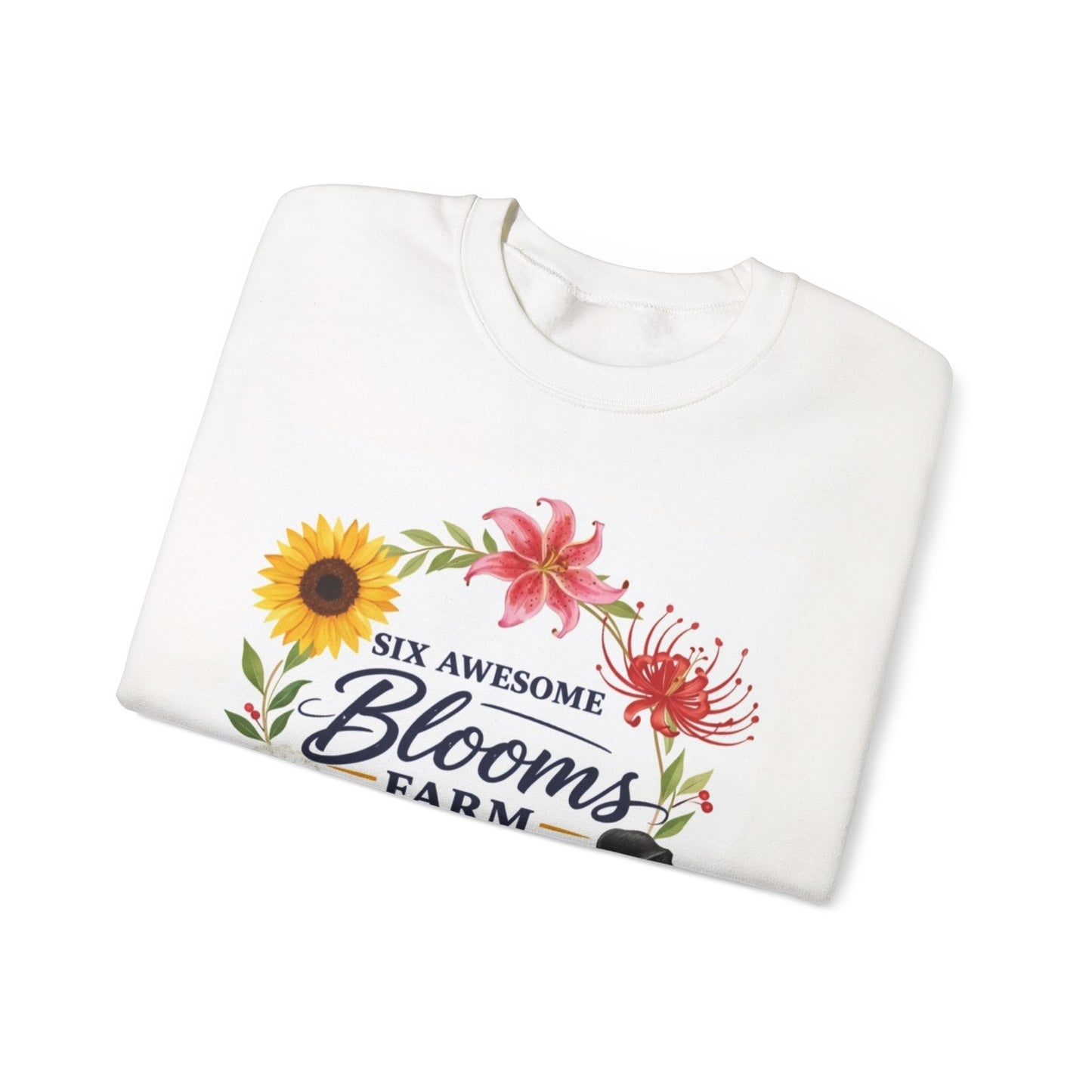 Crewneck Sweatshirt — Six Awesome Blooms Farm Floral Wreath Garden Tee