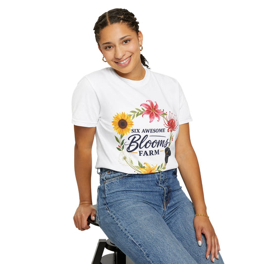 Blooms Farm Floral T-Shirt — "Six Awesome Blooms" Garden Tee