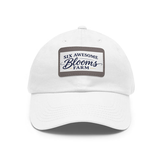 Dad Hat — "Six Awesome Blooms Farm" Leather Patch Cap