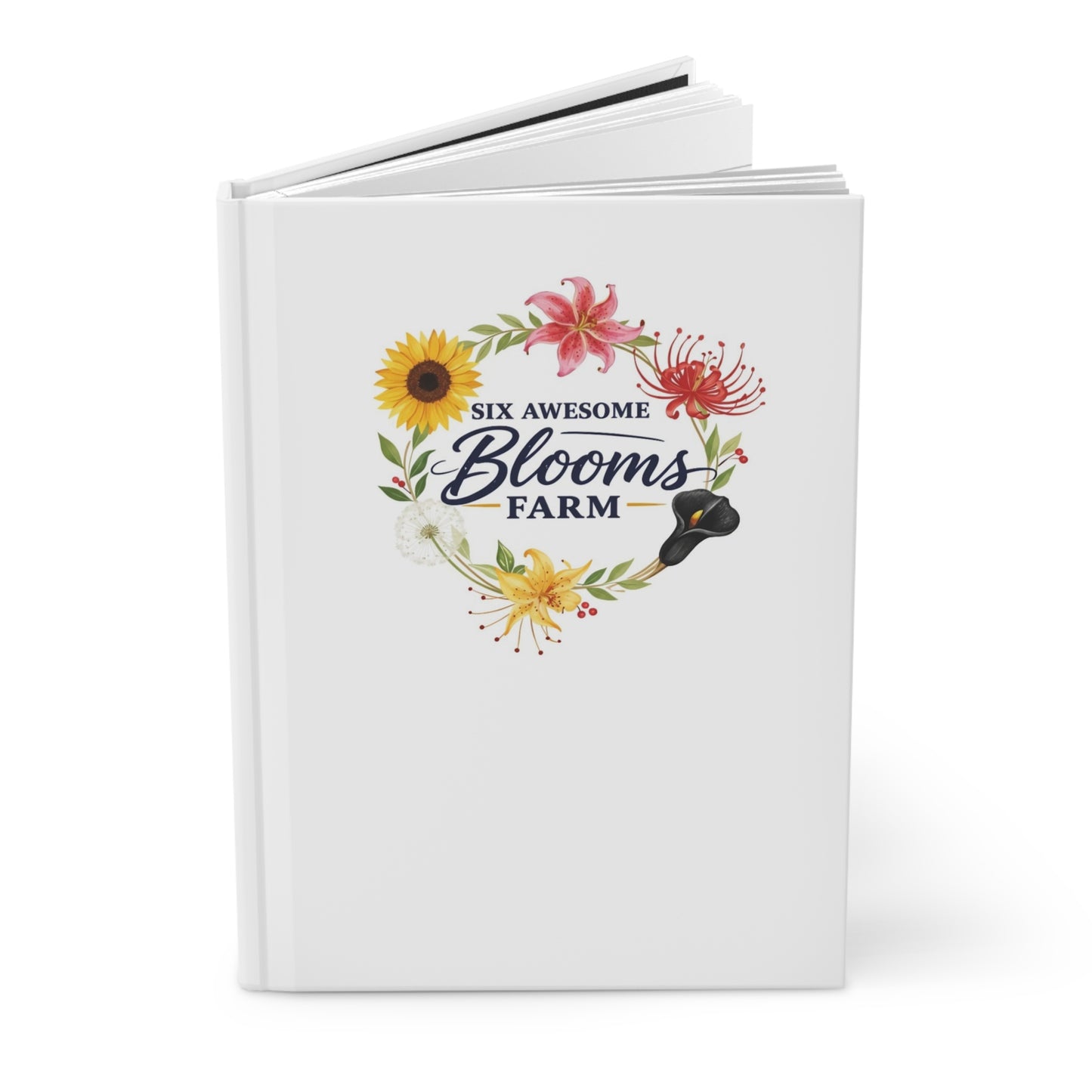 Blooms Farm Floral Hardcover Journal — "Six Awesome Blooms Farm" Garden Notebook