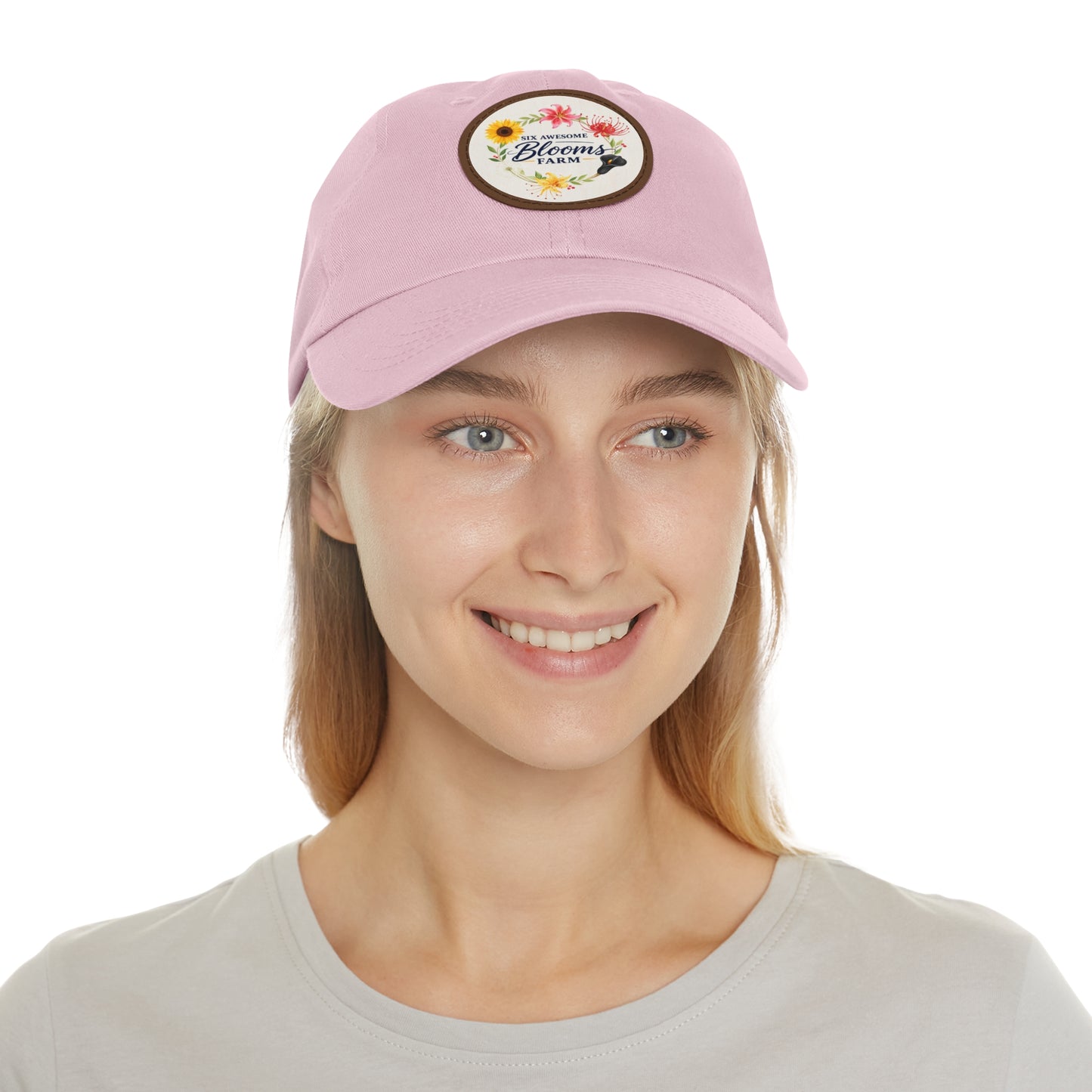 Floral Blooms Farm Leather Patch Dad Hat
