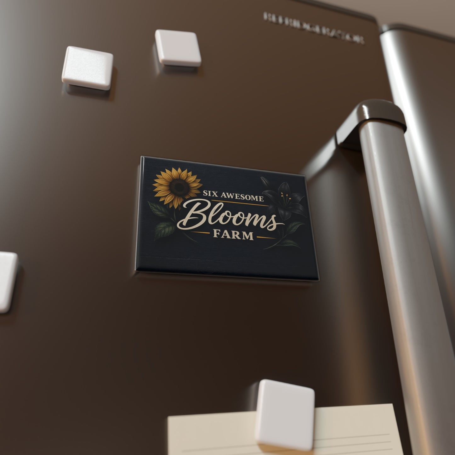 Rectangle Magnet — "Six Awesome Blooms Farm" Floral Sunflower & Lily Design