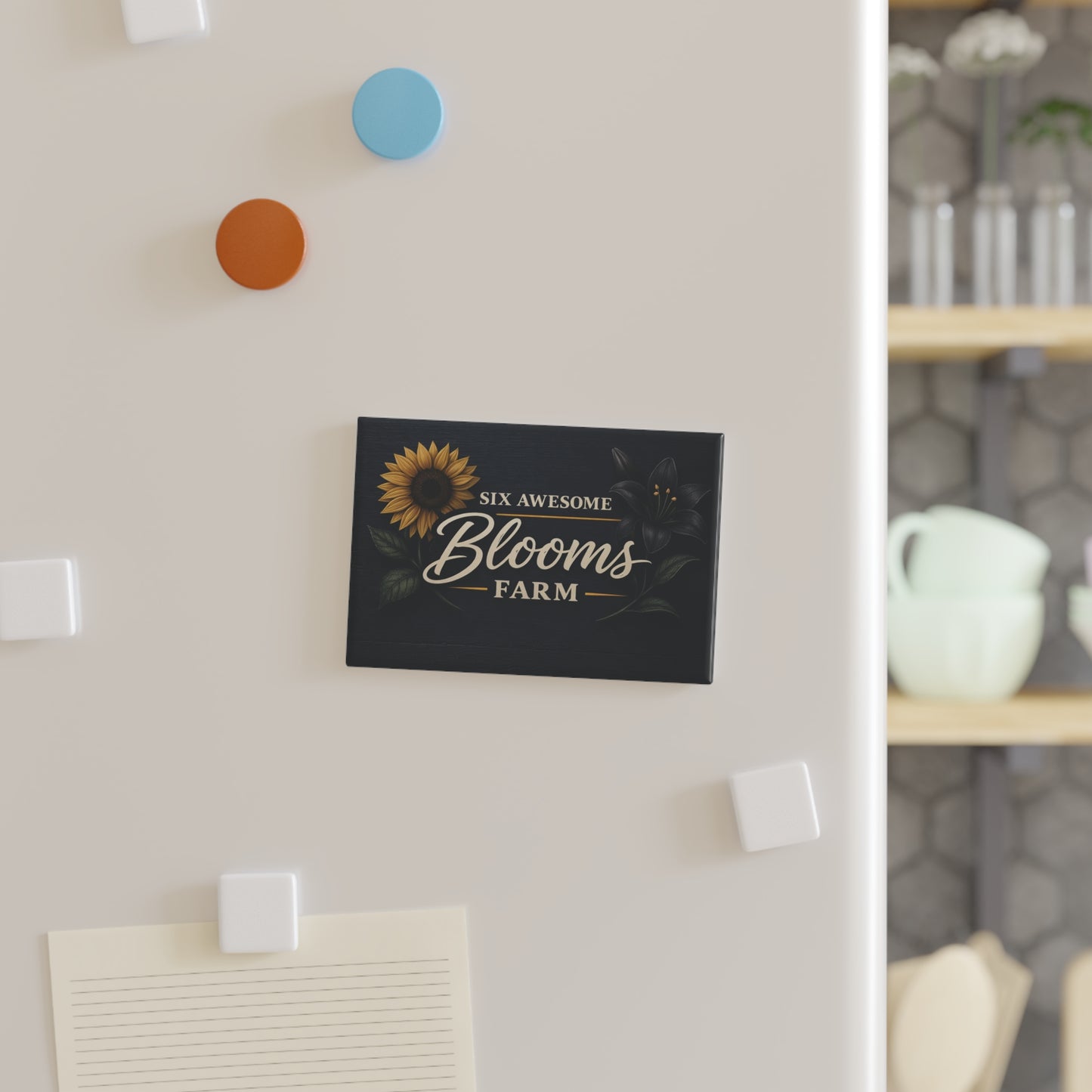 Rectangle Magnet — "Six Awesome Blooms Farm" Floral Sunflower & Lily Design