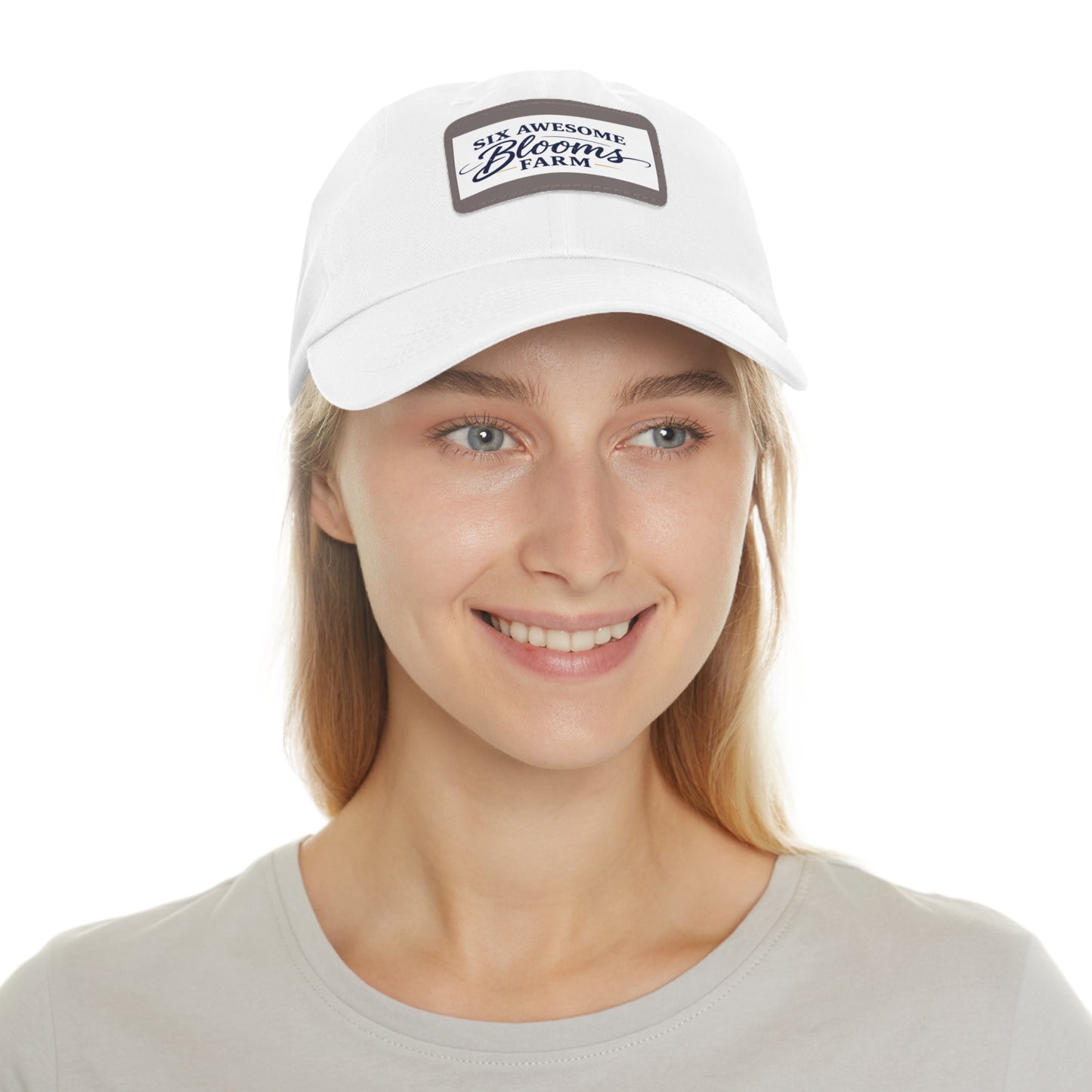 Dad Hat — "Six Awesome Blooms Farm" Leather Patch Cap