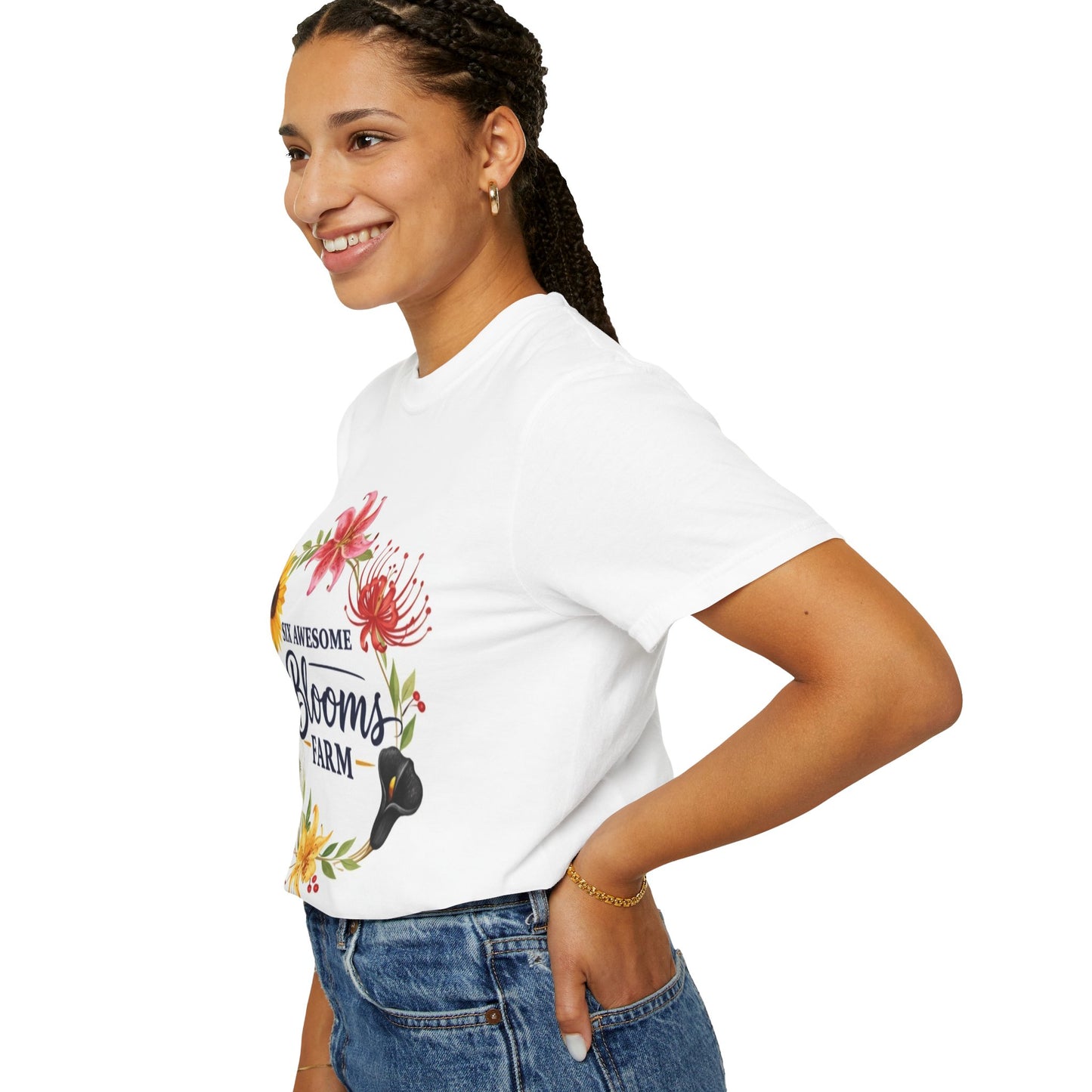 Blooms Farm Floral T-Shirt — "Six Awesome Blooms" Garden Tee