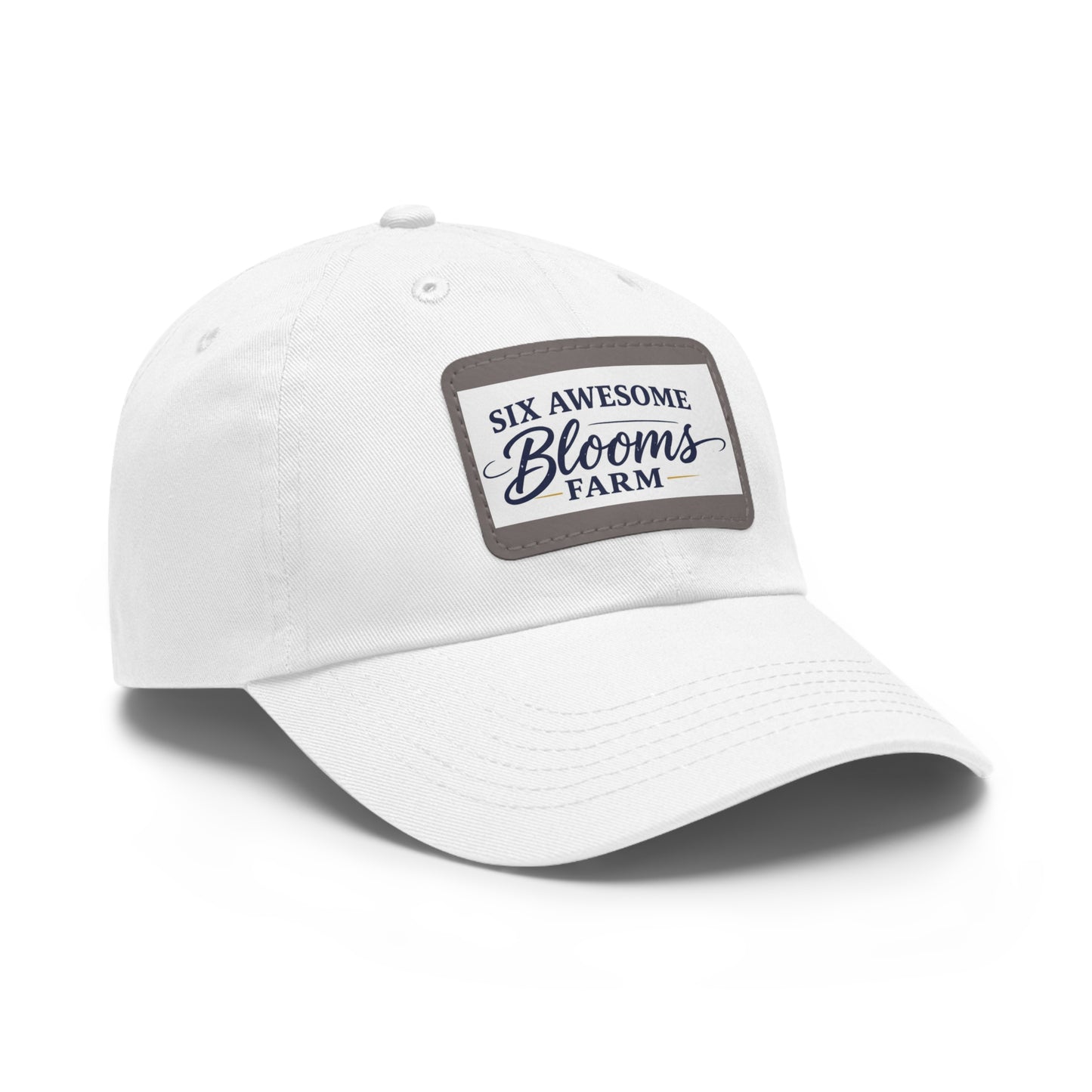 Dad Hat — "Six Awesome Blooms Farm" Leather Patch Cap