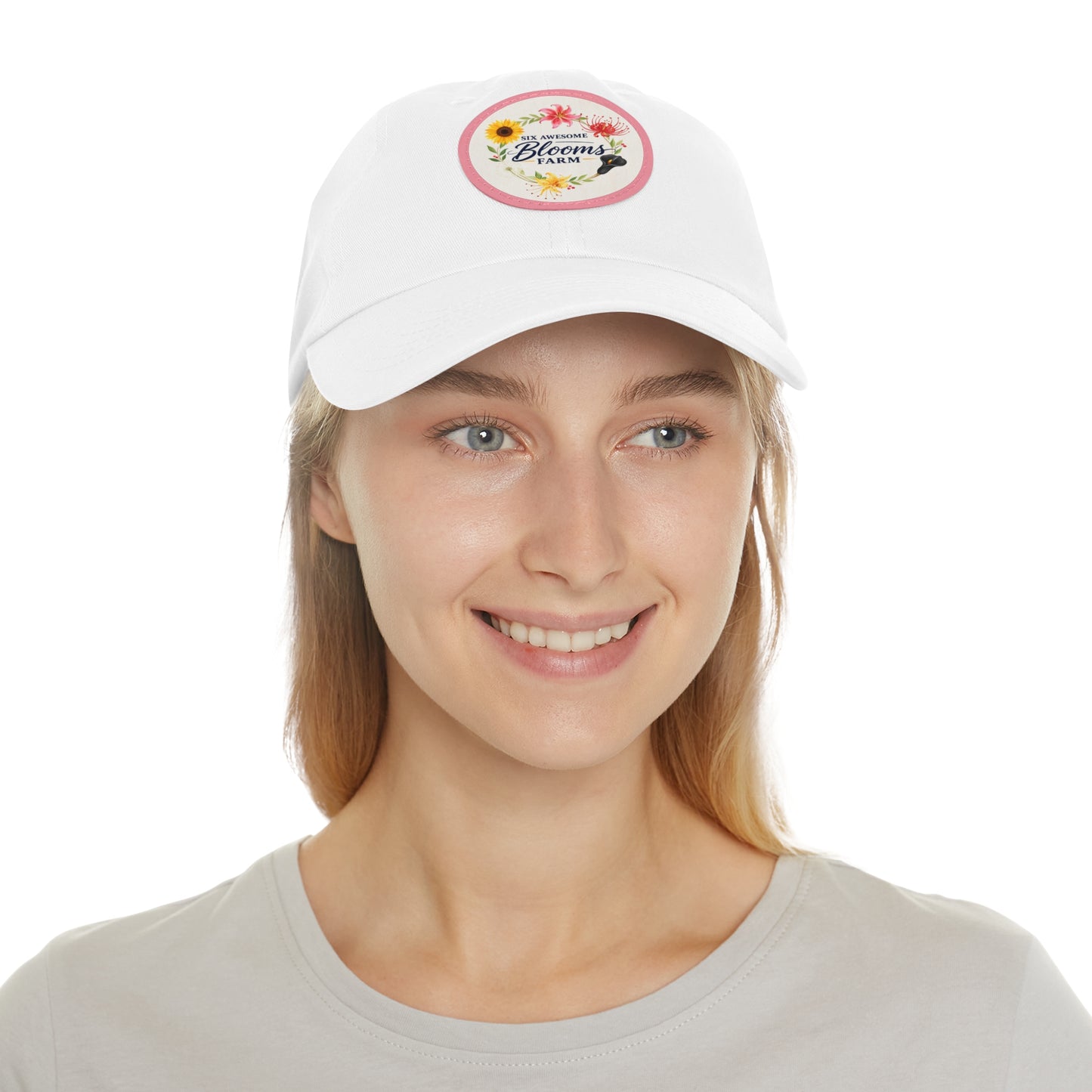 Floral Blooms Farm Leather Patch Dad Hat